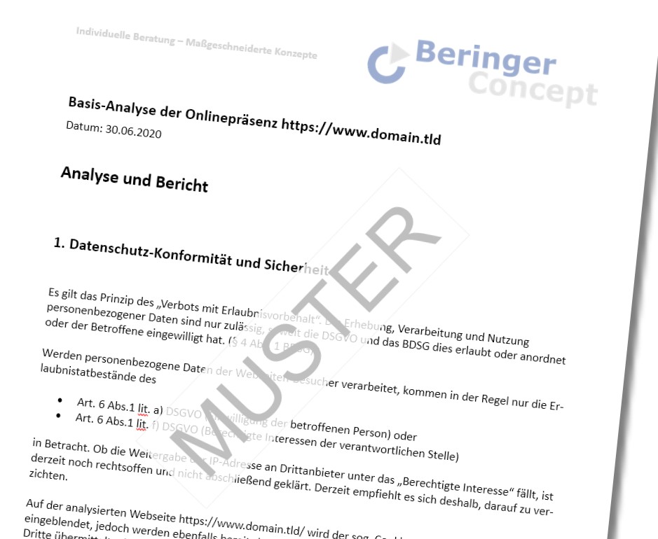 DSGVO Webseiten Analyse Prüfbericht